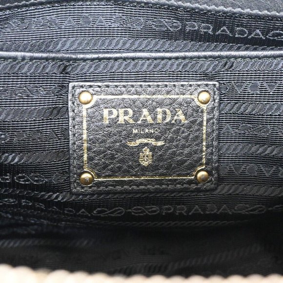 PRADA Logo Tessuto 2Way Shoulder Hand Bag Nylon Leather Black Nero 72YD575 - Picture 11 of 16